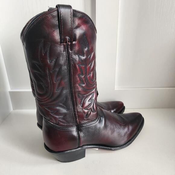Abilene Men's 10.5 - 6461 12" Western Cowboy Boots Black Cherry Cowhide Polished - Picture 5 of 11
